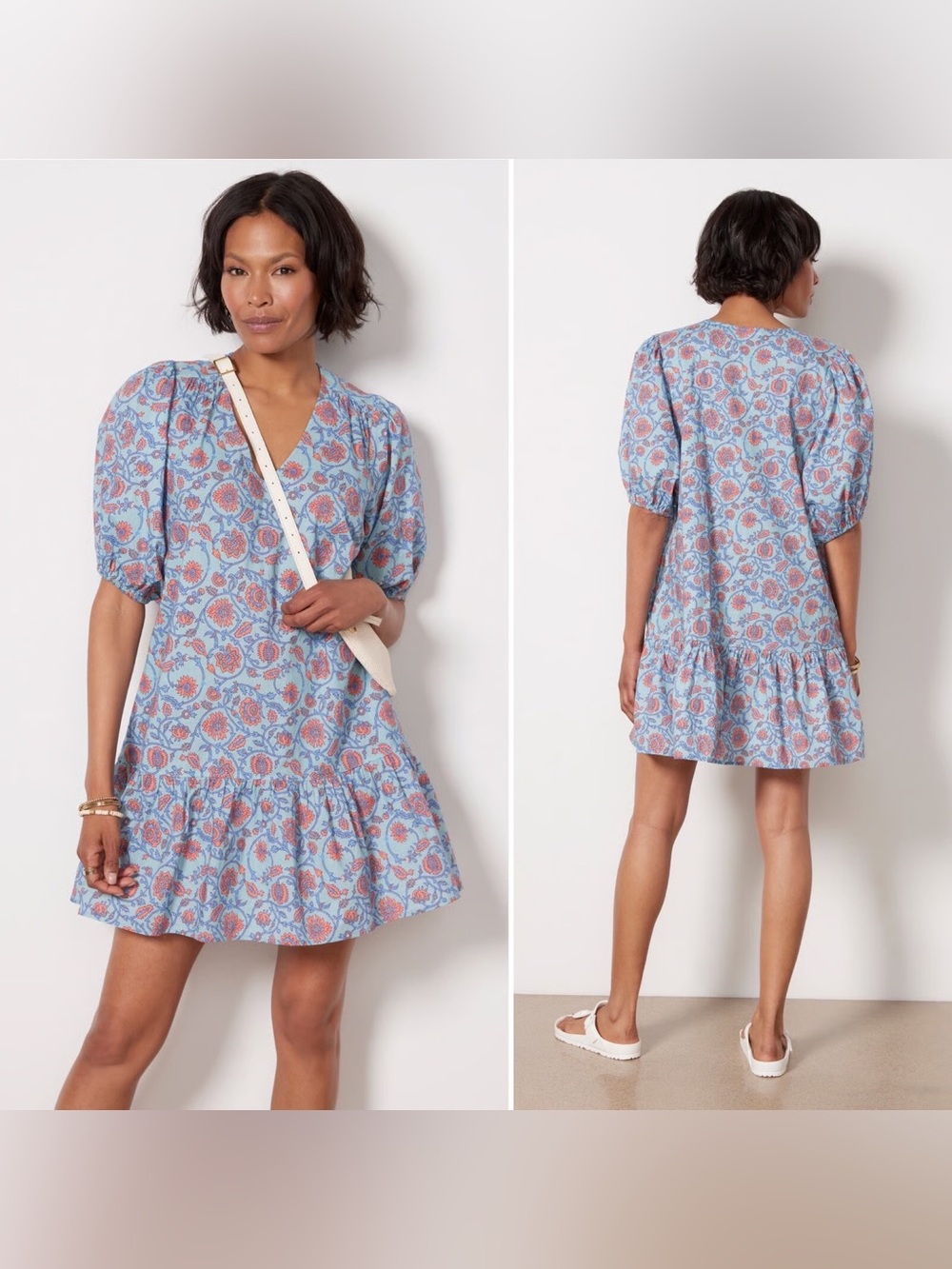 Sundry x Evereve All Day Dress Blue Floral
Cotton Puff Sleeve XS